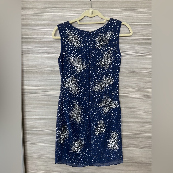 BADGLEY MISCHKA Cocktail Dress | Navy+Silver | US0 (NWOT) - Picture 4 of 10